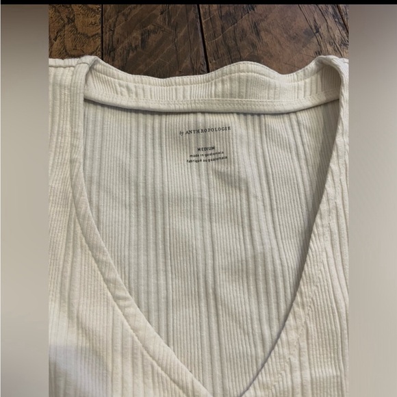 White Ribbed Button-Down Top - Picture 7 of 8